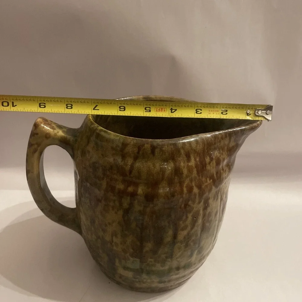 Large Vintage Studio Made Water Pitcher‎ Earth Tones